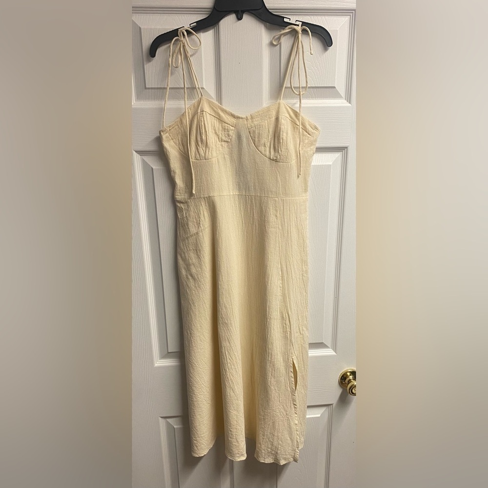 NWT CIDER Cream Midi Dress W/ Smocking Size Large